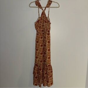 PAIGE Floral Backless Dress in Orange and Cream